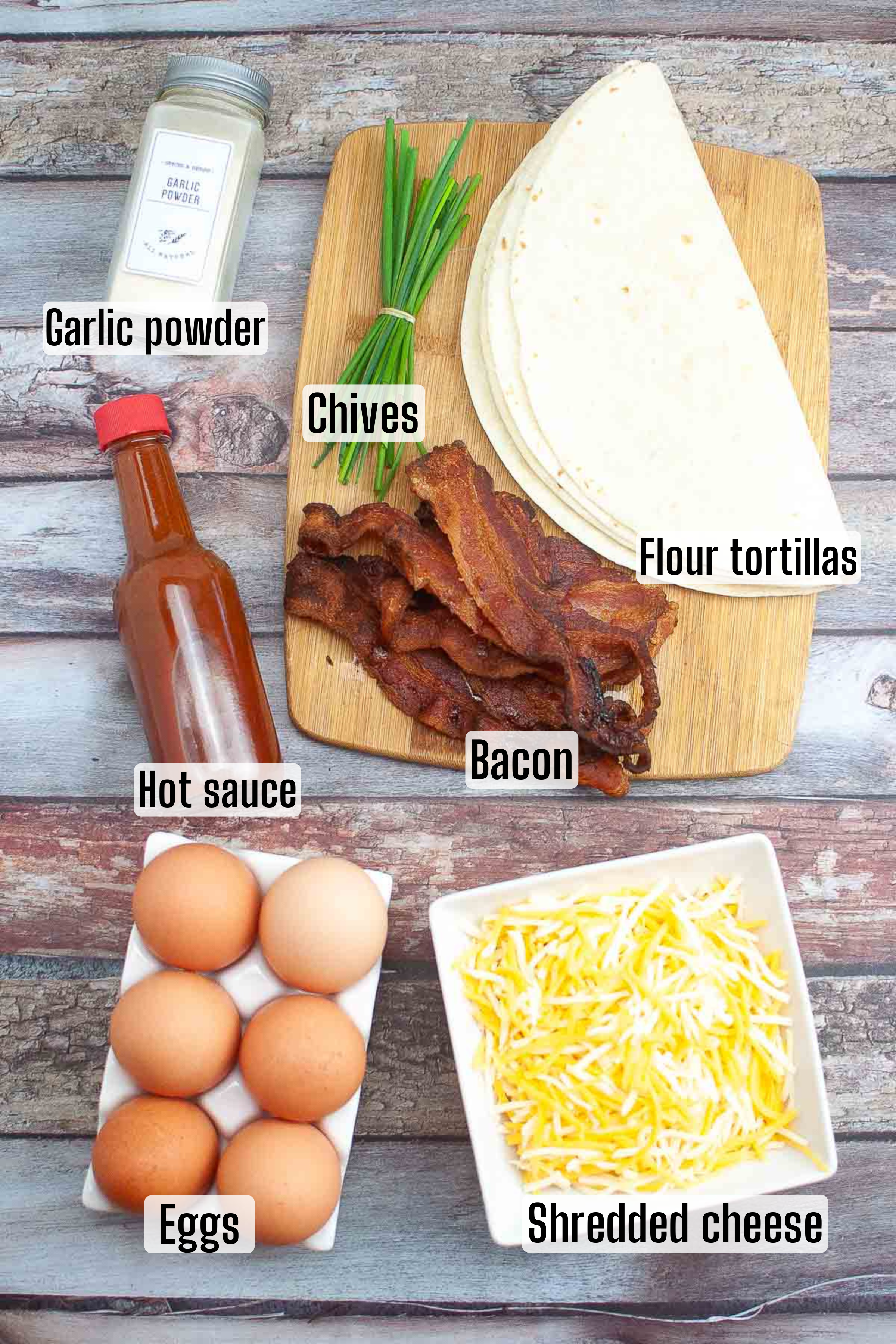 Ingredients for breakfast quesadillas